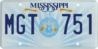 MS license plate MGT751