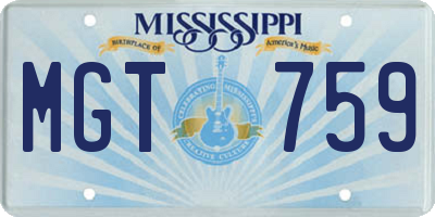 MS license plate MGT759