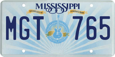 MS license plate MGT765