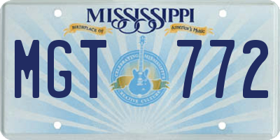 MS license plate MGT772