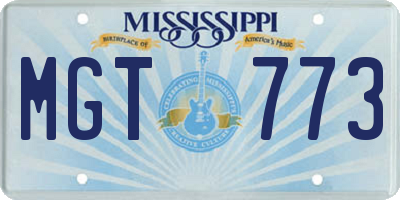 MS license plate MGT773