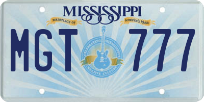 MS license plate MGT777
