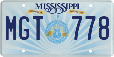 MS license plate MGT778