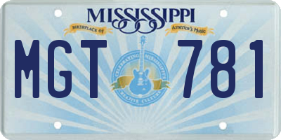 MS license plate MGT781