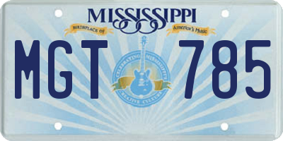 MS license plate MGT785