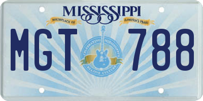 MS license plate MGT788