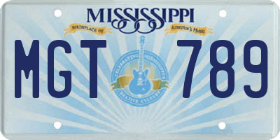 MS license plate MGT789