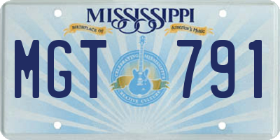 MS license plate MGT791