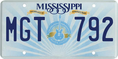 MS license plate MGT792