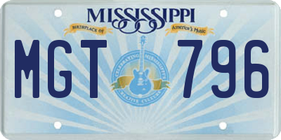 MS license plate MGT796