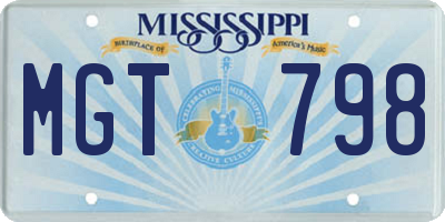 MS license plate MGT798