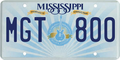 MS license plate MGT800