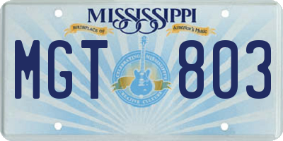 MS license plate MGT803
