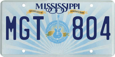 MS license plate MGT804