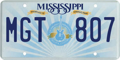 MS license plate MGT807
