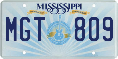 MS license plate MGT809