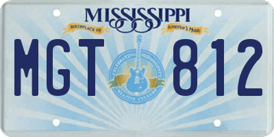 MS license plate MGT812