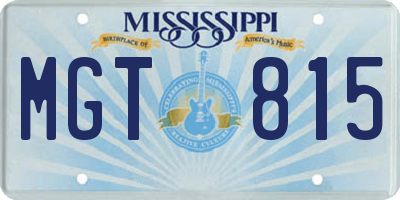 MS license plate MGT815