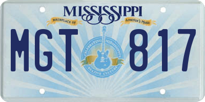 MS license plate MGT817