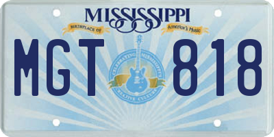 MS license plate MGT818