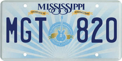 MS license plate MGT820