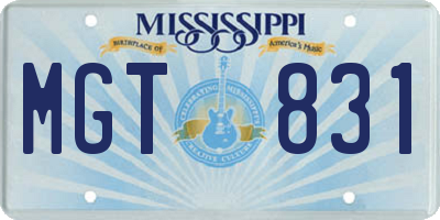 MS license plate MGT831