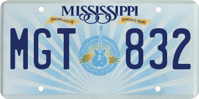 MS license plate MGT832