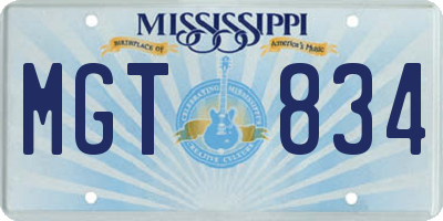 MS license plate MGT834