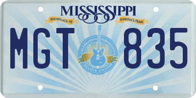 MS license plate MGT835