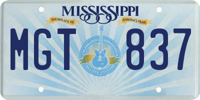 MS license plate MGT837