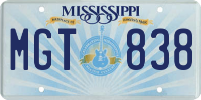 MS license plate MGT838