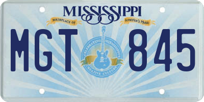 MS license plate MGT845