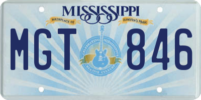 MS license plate MGT846