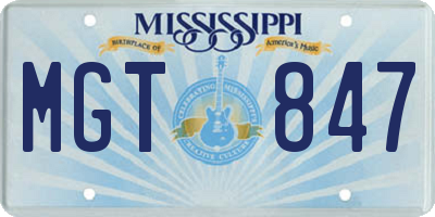 MS license plate MGT847