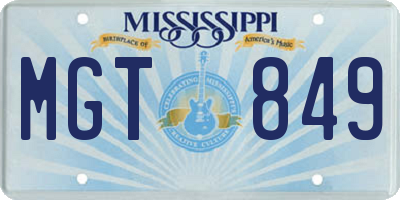 MS license plate MGT849