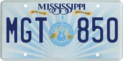 MS license plate MGT850
