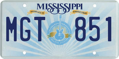 MS license plate MGT851