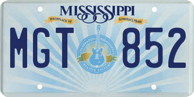 MS license plate MGT852