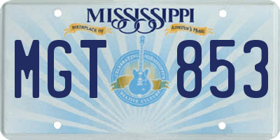 MS license plate MGT853