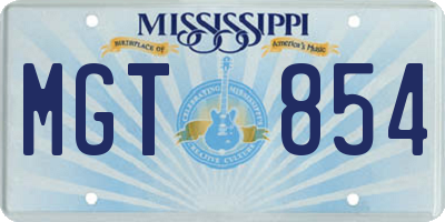 MS license plate MGT854