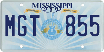 MS license plate MGT855