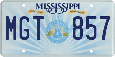 MS license plate MGT857
