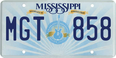 MS license plate MGT858