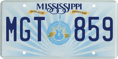 MS license plate MGT859