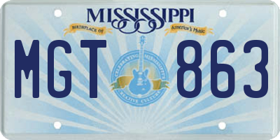 MS license plate MGT863