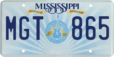 MS license plate MGT865