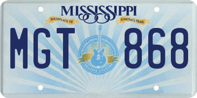 MS license plate MGT868