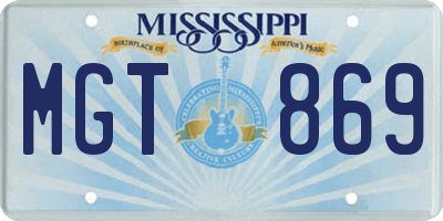 MS license plate MGT869