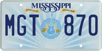 MS license plate MGT870