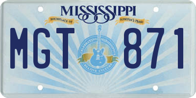MS license plate MGT871